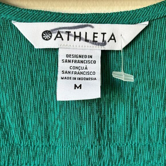 Athleta Emerald Green Echo Midi Dress Size Medium Ruched Waist Maxi Tank - Picture 6 of 13
